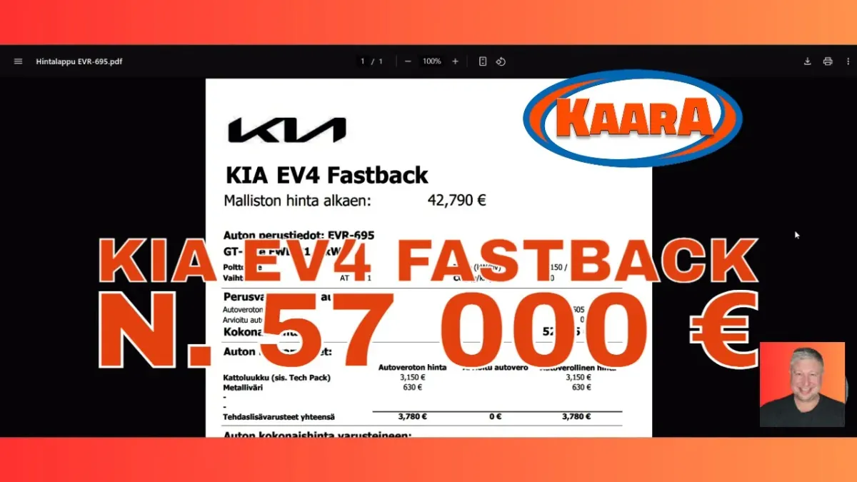 Kia EV4 Fastback GT-Line 57 000 eurolla vai Puolet pois?