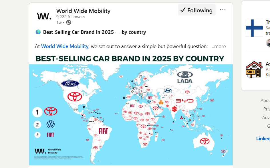 Automaailman herruus 2025: Onko maapallo pelkkä suuri Toyota-mainos?